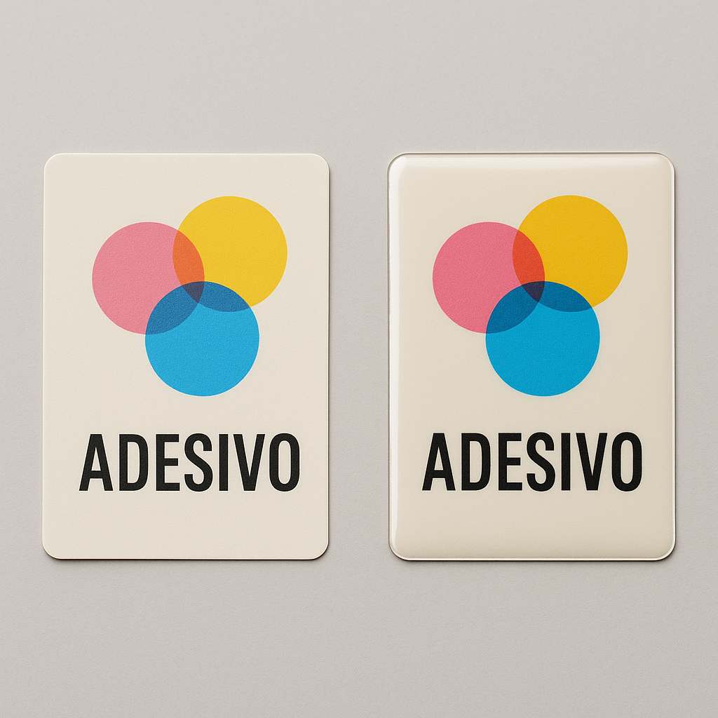 Aufkleber mit matter und glänzender Oberfläche im Vergleich